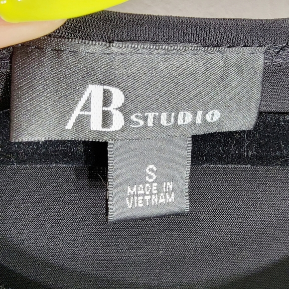 4/$20 AB Studio 3/4 Sleeve Draped Neck Black Stretch Belted Mini Dress Small - Picture 4 of 8